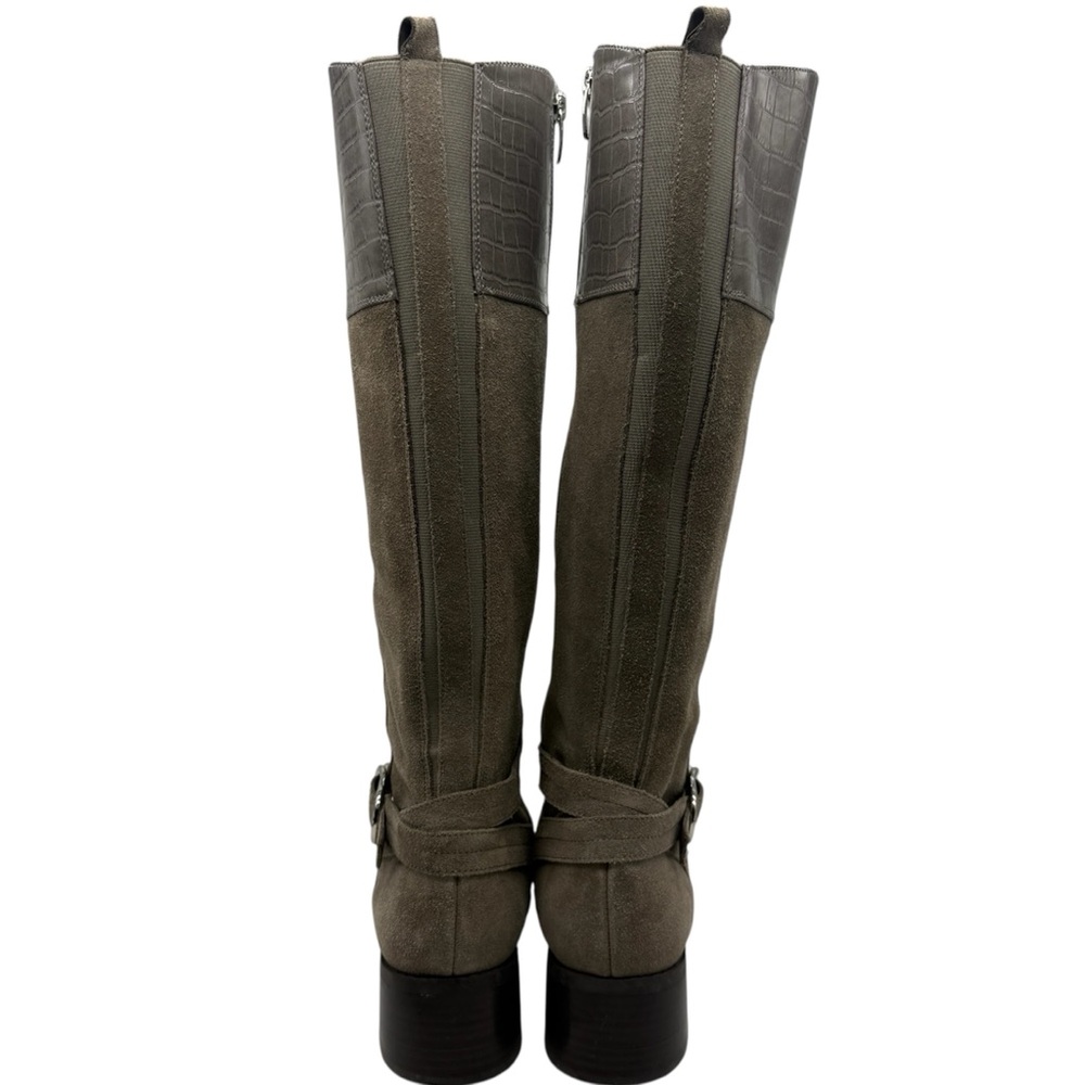 Marc Fisher Womens Boots Tall Suede Sz 10 Taupe Brown Leather Knee High Heeled - Picture 7 of 12